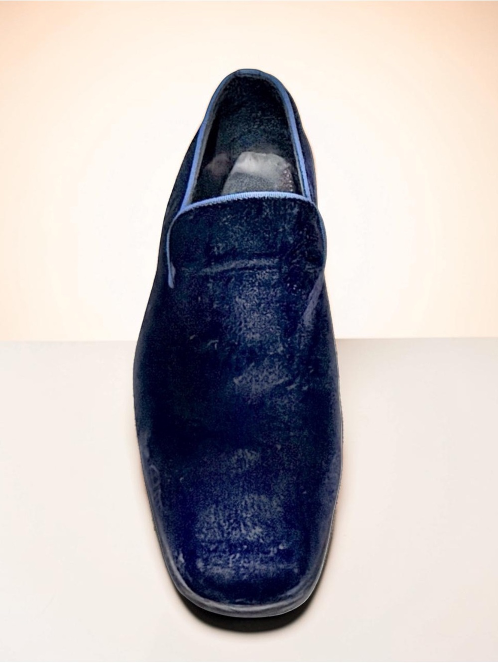 Saks Fifth Avenue Velvet Loafers Made in Italy Navy Blue Size 10M Luxury Slip-On - Picture 10 of 16